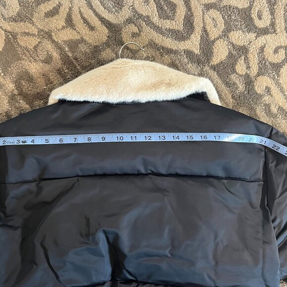 Abercrombie & Fitch Faux Fur Collar Mini Ultra Puffer Black Women's Medium - Picture 14 of 16